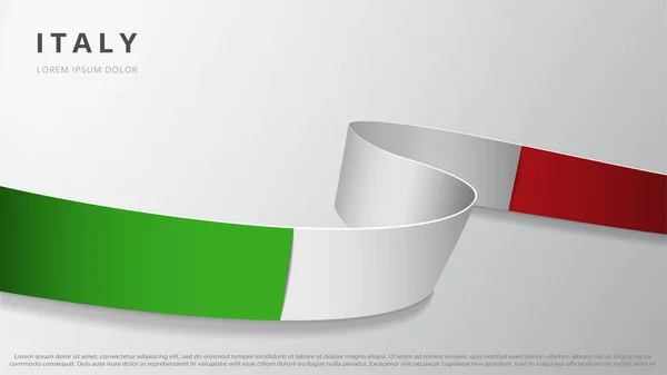 İtalya bayrağı. İtalyan bayrağı renginde gerçekçi dalgalı kurdele. Grafik ve web tasarım şablonu. Ulusal sembol. Bağımsızlık Günü posteri. Soyut arkaplan. Vektör illüstrasyonu.