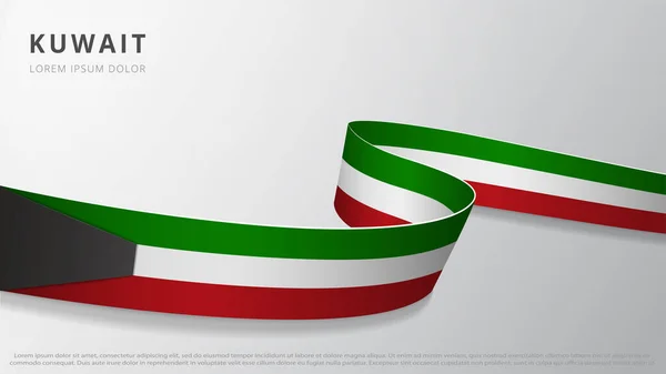Vlag van Koeweit. Realistisch golvend lint met kuwaiti vlag kleuren. Grafisch en web design template. Nationaal symbool. Onafhankelijkheidsdag poster. Abstracte achtergrond. Vectorillustratie. — Stockvector