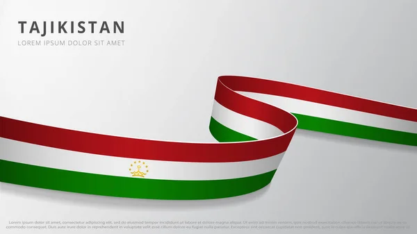 Flaga Tadżykistanu Realistyczna Falista Wstążka Tadżyckich Kolorach Flagowych Szablon Graficzny — Wektor stockowy