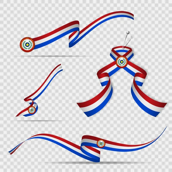 Флаг Парагвая Мая Набор Реалистичных Волнистых Лент Цветах Парагвайского Флага — стоковый вектор