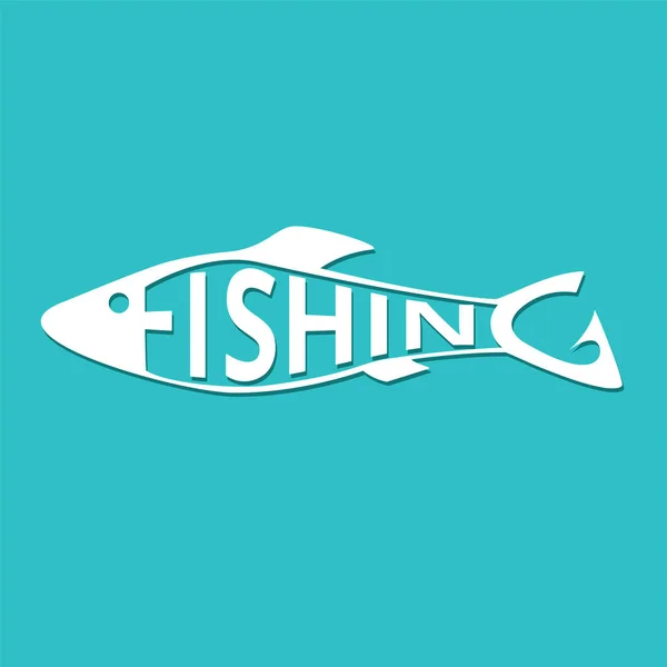 Logo Pesca Emblema Pesca Con Letras Con Forma Pez Elemento — Vector de stock