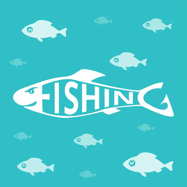 Logo Pesca Emblema Pesca Con Letras Con Forma Pez Elemento — Vector de stock