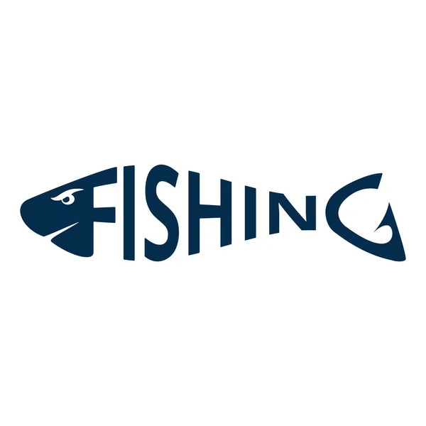 釣りロゴ 白の背景に隔離されたエンブレム 魚のような形をした文字釣り デザイン要素 ベクターイラスト — ストックベクタ