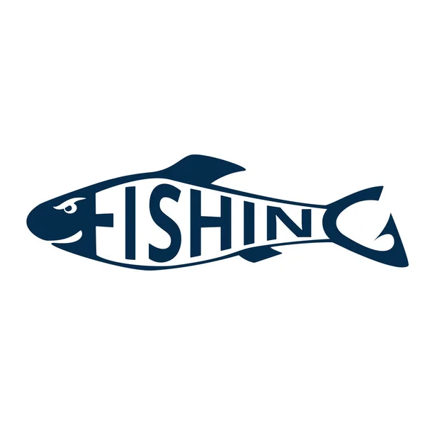 Logo Pesca Emblema Aislado Sobre Fondo Blanco Pesca Con Letras — Vector de stock