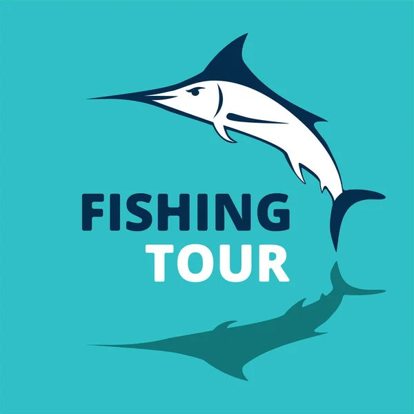 マーリン フィッシュのロゴ メカジキ釣りの紋章 怒ってるマリーナ 漁師クラブやトーナメントのためのデザイン要素 大きなゲーム狩り ベクターイラスト — ストックベクタ