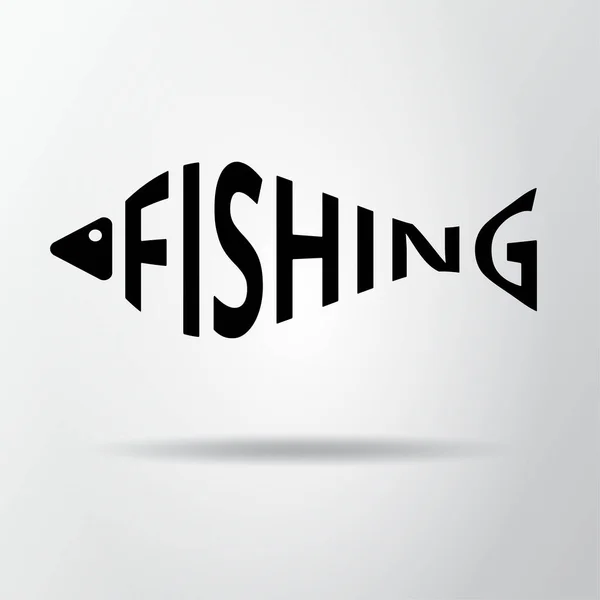 灰色に隔離された魚の形をした様式化された言葉 釣りのロゴ ウェブアイコン シンボル サイン ベクターイラスト Eps10 — ストックベクタ