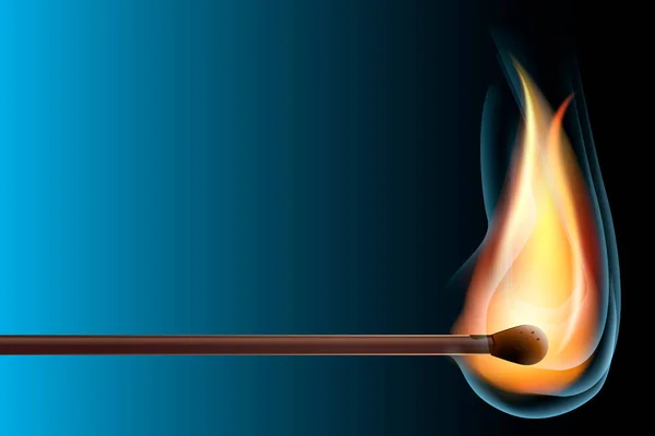 Gradyan arkaplanda gerçekçi yanma eşleşmesi. Ateş açın. Karanlıkta ışık. Vektör İllüstrasyonu, EPS10