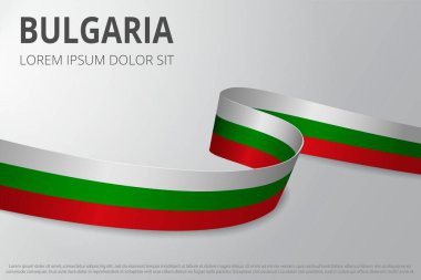 Bulgaristan bayrağı. Gerçekçi Bulgar kurdelesi. Kart tasarımı. Vektör illüstrasyonu.