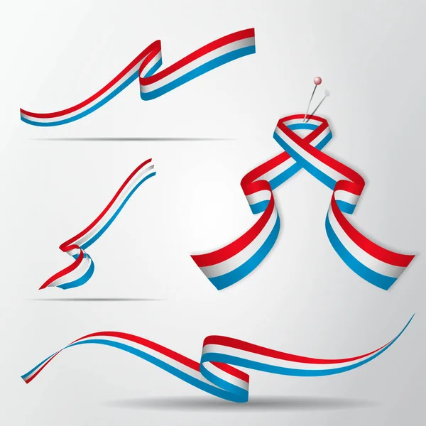 Флаг Люксембурга Ленты Люксембурга Векторная Иллюстрация — стоковый вектор