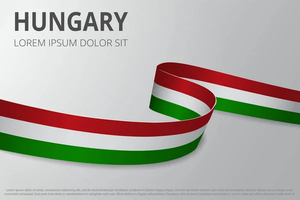 匈牙利国旗背景 匈牙利丝带卡片布局设计 矢量说明 — 图库矢量图片