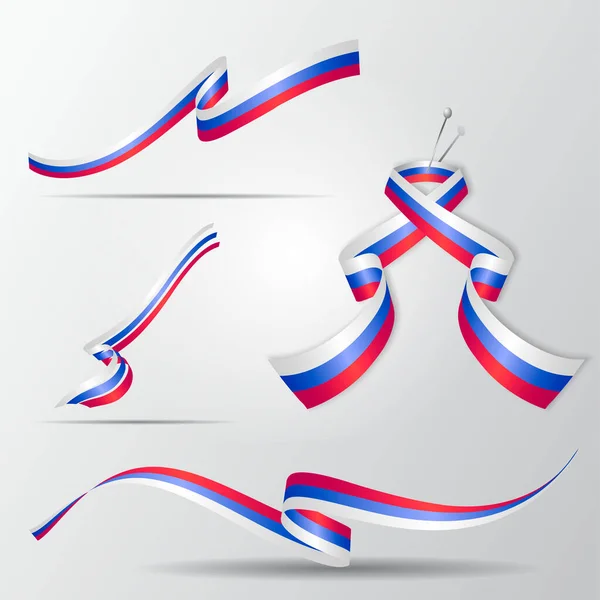 Rusya bayrağı. Rus kurdeleleri hazır. Vektör illüstrasyonu.