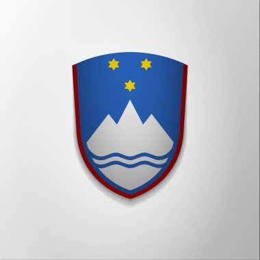 Slovenya amblemi. 26 Aralık 'ta. Vektör çizimi. Yıldızlı ve dağlı mavi bir kalkan. Blazon, arma arması. Ulusal sembol. Grafik tasarım şablonu