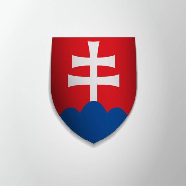 Slovakya amblemi. 17 Temmuz 'da. Vektör çizimi. Kırmızı kalkanda beyaz ataerkil haç. Blazon, arma arması. Ulusal sembol. Grafik tasarım şablonu