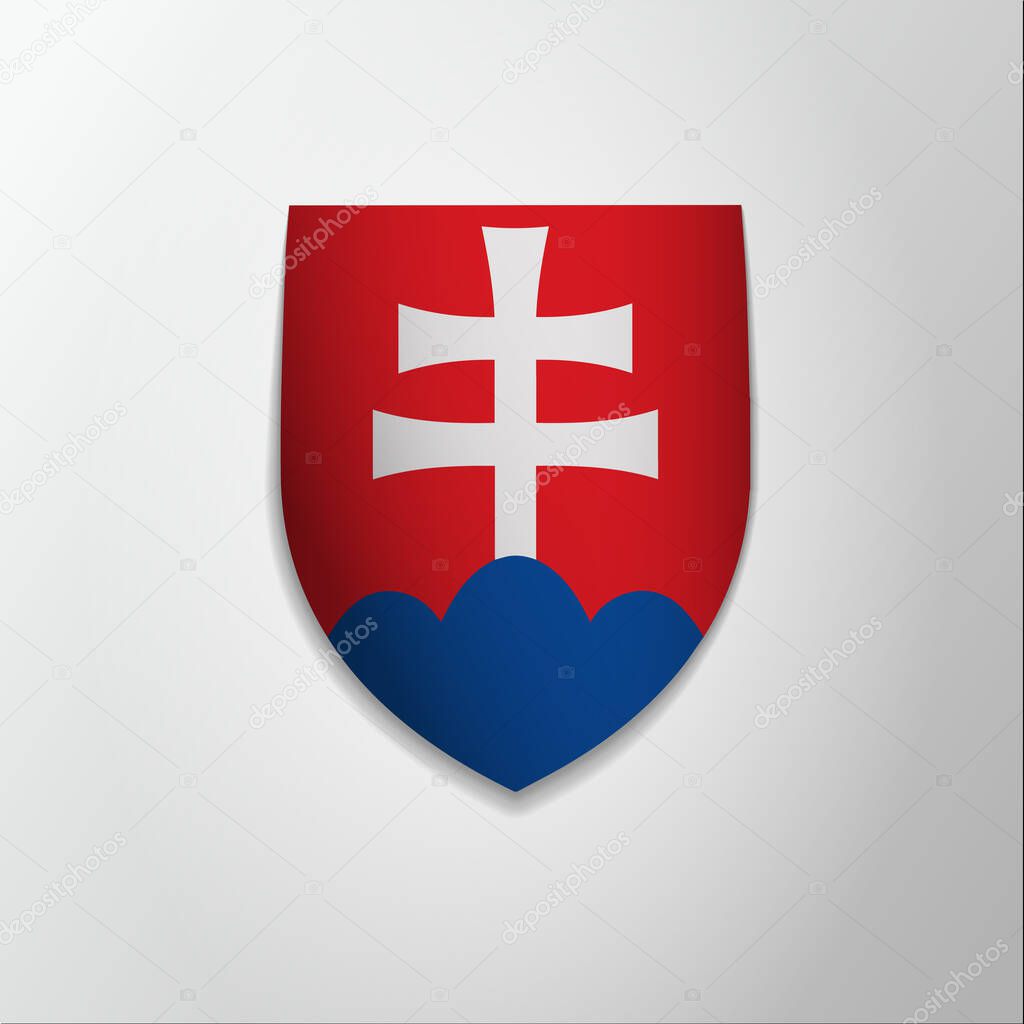 Emblem of Slovakia. 17th of July. Vector illustration. White patriarchal cross on red shield. Blazon, coat of arms. National symbol. Graphic design template