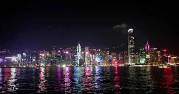 Honkong Victoria Harbor Por Noche — Foto de Stock
