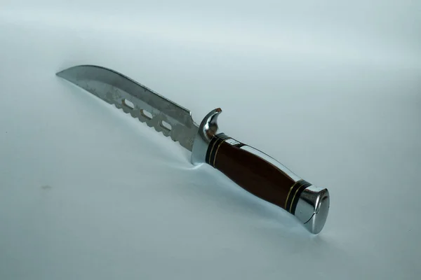 Ножа Боуи Хранится Горизонтально Белом Фоне — стоковое фото