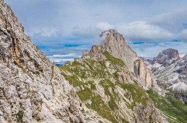 Rosengarten Catinaccio massif, Dolomites, İtalya. Val di Fassa, Dolomiti dağlar, Alto Adige, South Tyrol için muhteşem görünümü