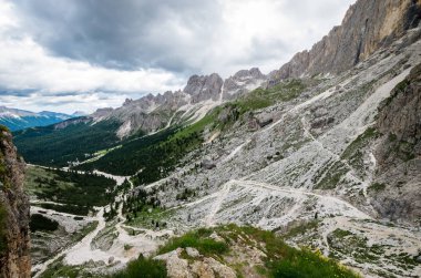 Rosengarten Catinaccio massif, Dolomites, İtalya. Val di Vajolet, Dolomiti dağlar, Alto Adige, South Tyrol muhteşem görünümünde