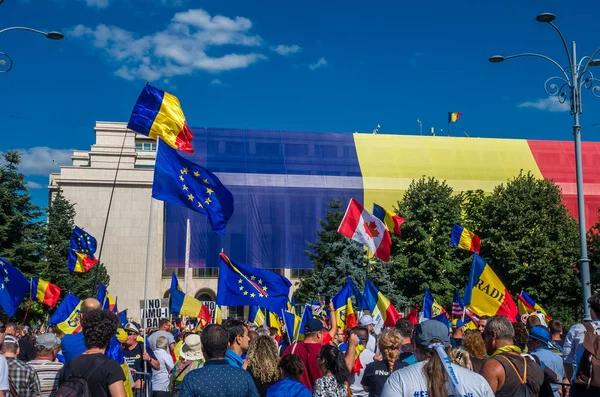 Bukarest Rumänien August 2018 Regierungskritische Demonstranten Bukarest Rumänien — Stockfoto