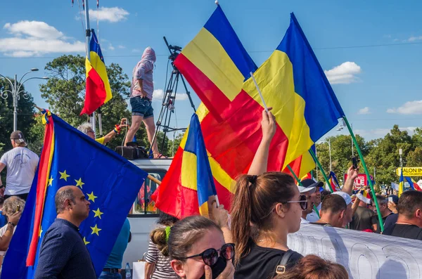 Bukarest Rumänien August 2018 Regierungskritische Demonstranten Bukarest Rumänien — Stockfoto