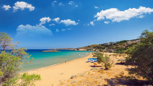 Kalathas Strand Betoninsel Griechenland Kalatha Ist Einer Der Besten Strände — Stockfoto