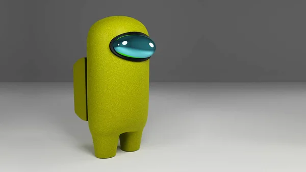 Darstellung Einer Gelb Gefärbten Figur Aus Dem Videospiel Unter Uns Stockbild