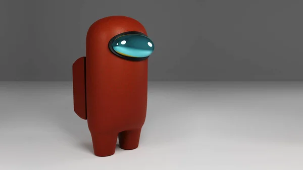 Darstellung Einer Rot Gefärbten Figur Aus Dem Videospiel Unter Uns lizenzfreie Stockbilder