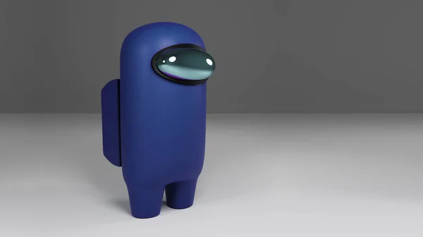 Darstellung Einer Blau Gefärbten Figur Aus Dem Videospiel Unter Uns Stockbild