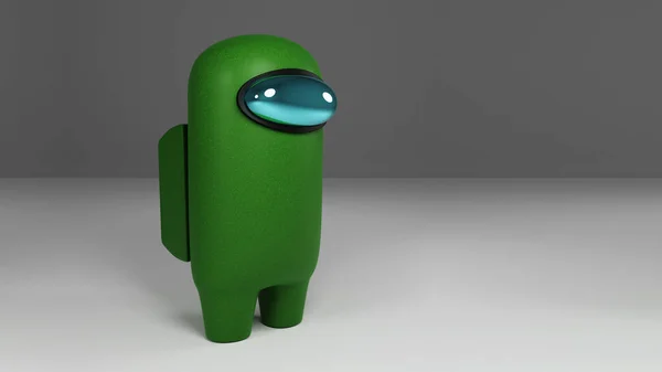 Darstellung Einer Grün Gefärbten Figur Aus Dem Videospiel Unter Uns lizenzfreie Stockfotos
