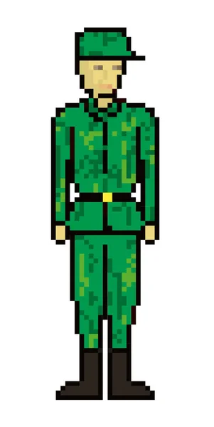 Pixel katona ujjlenyomat. Egy számítógépes játék karakter. — Stock Vector