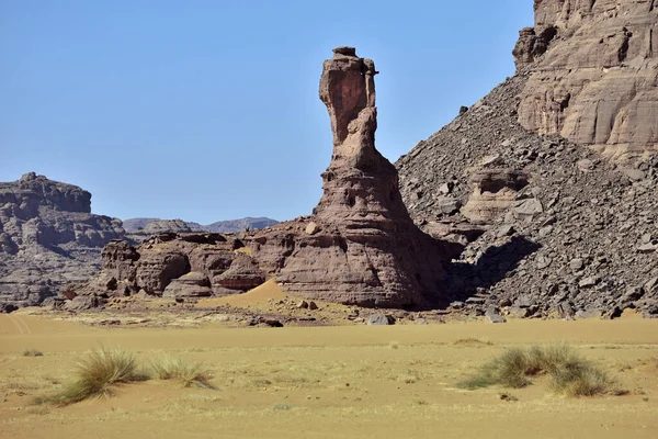 Desierto Sahara Argel Parque Tadrart Dunas Arena Con Formaciones Paisaje —  Fotos de Stock