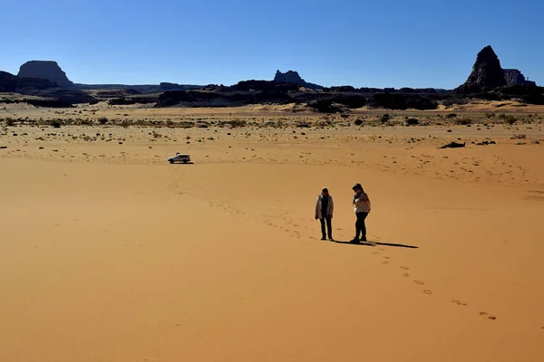 Sahara Desert Algeria Formazioni Rocciose Dune Sabbia Campo Magnetico Safari — Foto Stock