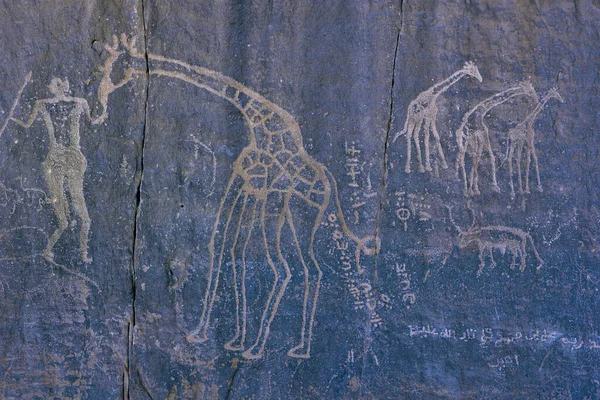 Algerya Sahara Deri Nde Geçi Kaya Sanatı — Stok fotoğraf