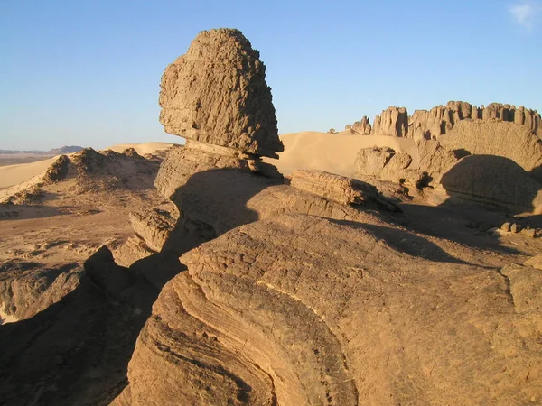 Tamanrasset Algerie Formations Roches Donnees Sable Dans Desert Sahara — Photo