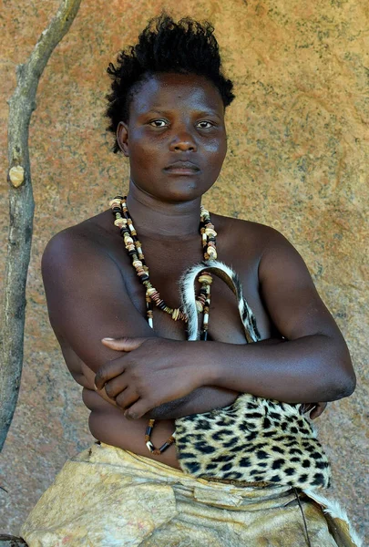 Namibia Desert Verbindung Setzen Mitglieder Des Damara Tribes — Stockfoto