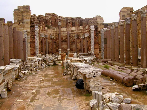 Leptis Magna Verbindung Setzen Libya Romanische Und Early Christian Ruins — Stockfoto