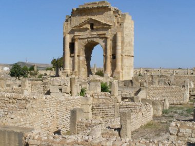 MAKTHAR, TUNISIA. Antik Makaris. ROMAN VE EVE HRİSTAN Yıkıntıları. 