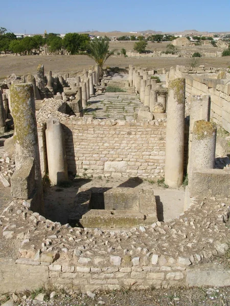 Makthar Tunisia Ancient Maktaris Ruínas Romanas Terramente Cristas — Fotografia de Stock