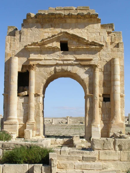 Makthar Tunisia Ancient Maktaris Ruínas Romanas Terramente Cristas — Fotografia de Stock