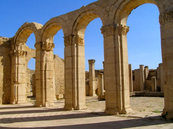 Makthar Tunisia Ancient Maktaris Ruínas Romanas Terramente Cristas — Fotografia de Stock