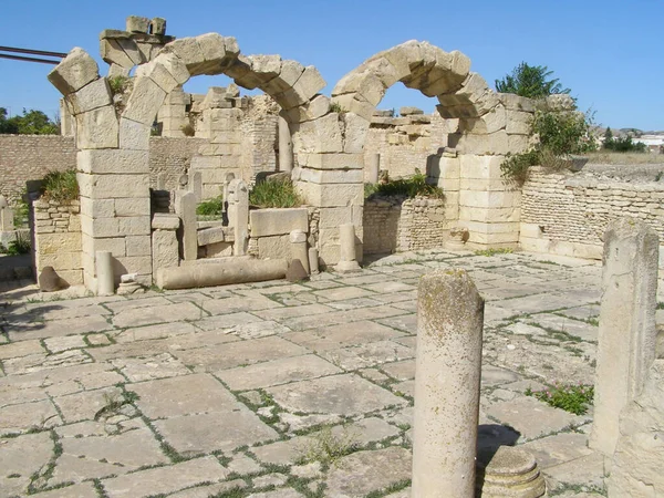 Makthar Tunisia Ancient Maktaris Ruínas Romanas Terramente Cristas — Fotografia de Stock