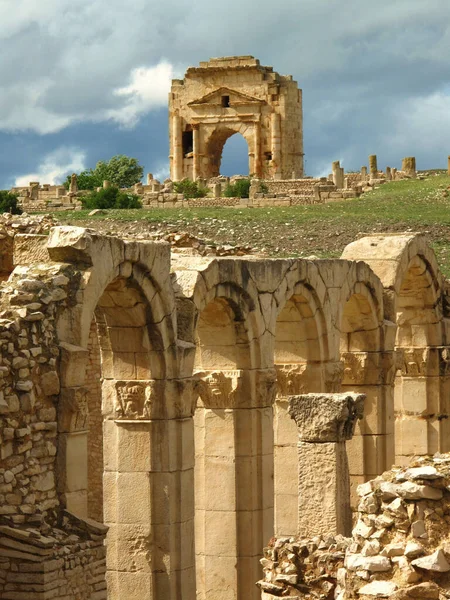 Makthar Tunisia Antigo Maktaris Romano Terramente Cristas — Fotografia de Stock
