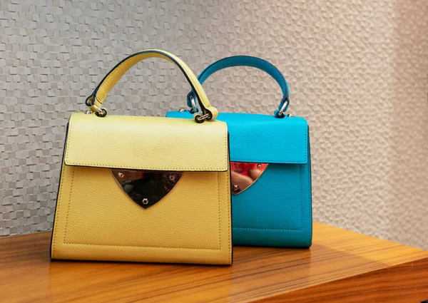 Mağaza moda bayanlar çanta. Kadın çanta lüks mağaza vitrin.