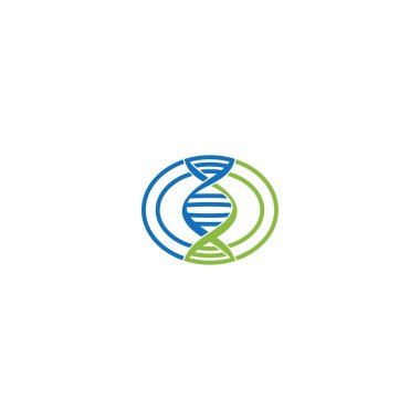 DNA Helix Logo Şablonu. Genetik Vektör Tasarımı. Biyolojik Çizim