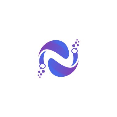 N logo simgesi tasarım şablonu elementleri