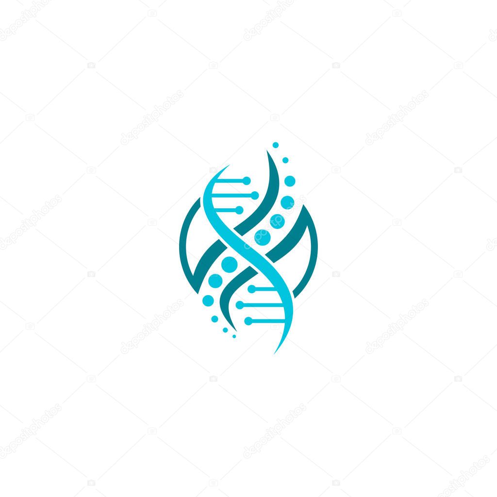 DNA Helix Logo Template. Genetics Vector Design. Biological Illustration