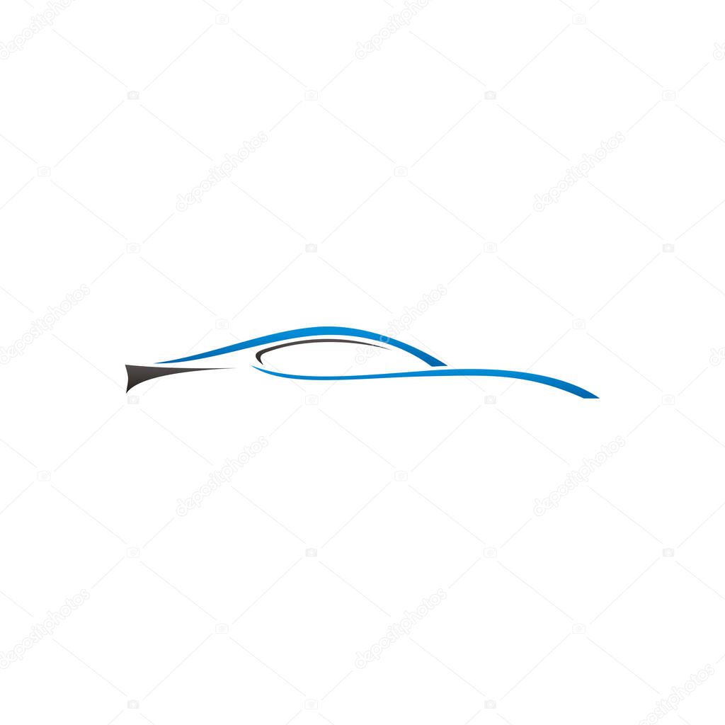 Automotive car logo design with concept sports vehicle icon silhouette