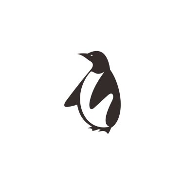 Logo tasarım vektör şablonu negatif uzay biçimi. Komik Kuş Logosu konsept simgesi