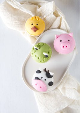 Cupcake tatil için. Şeker çocuklar için. Açık renkli.