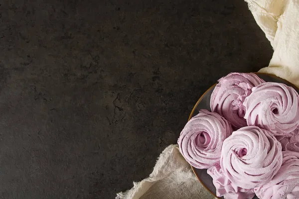 Pink Marshmallows Sweet Delicate Dessert Dark Background — Stock Photo, Image